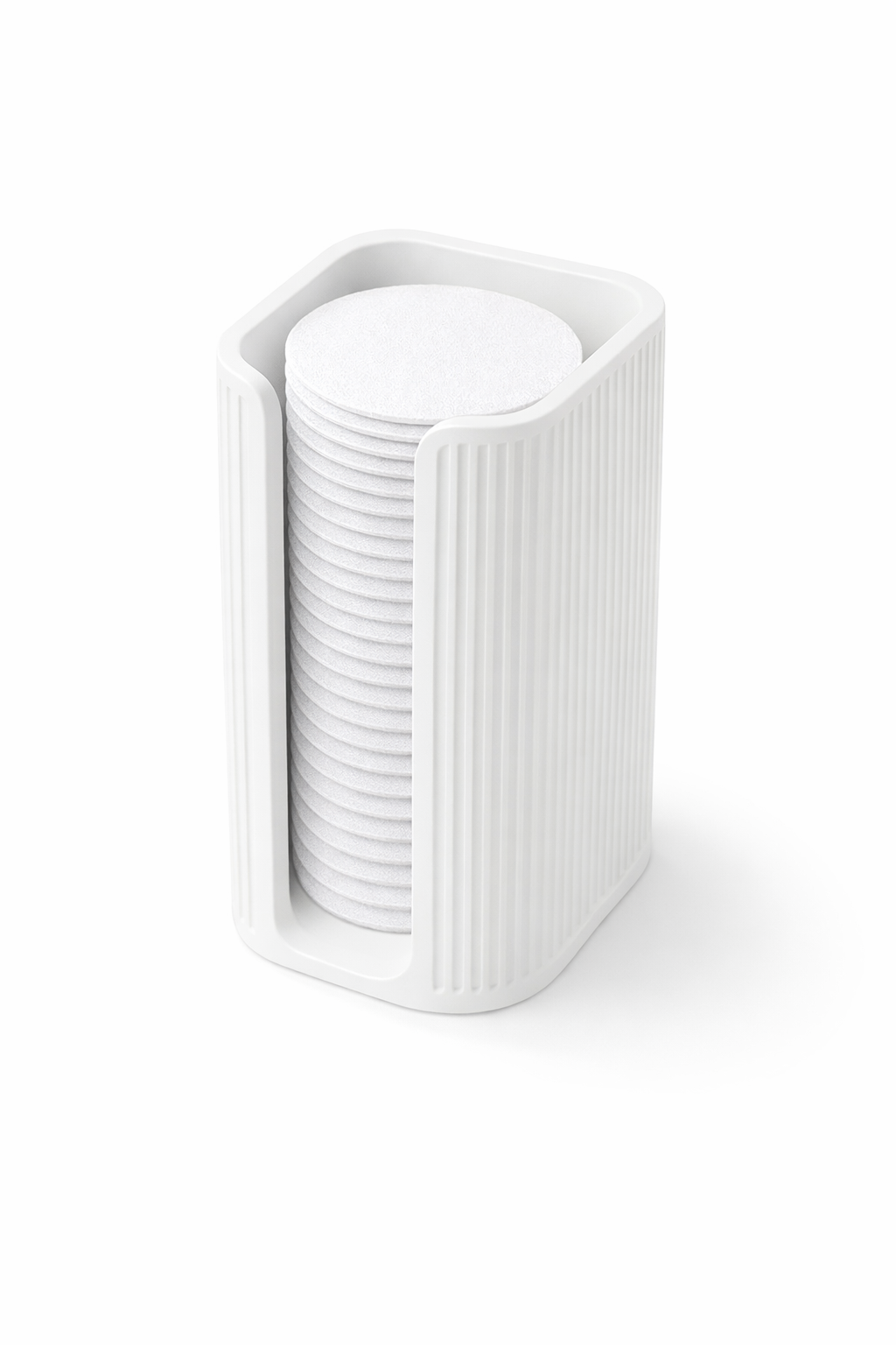 ELARA Premium Wattepads Spender aus Kunststoff – Wiederverwendbarer Wattepad Halter mit geriffeltem Design, Staubschutz & modernem Stil