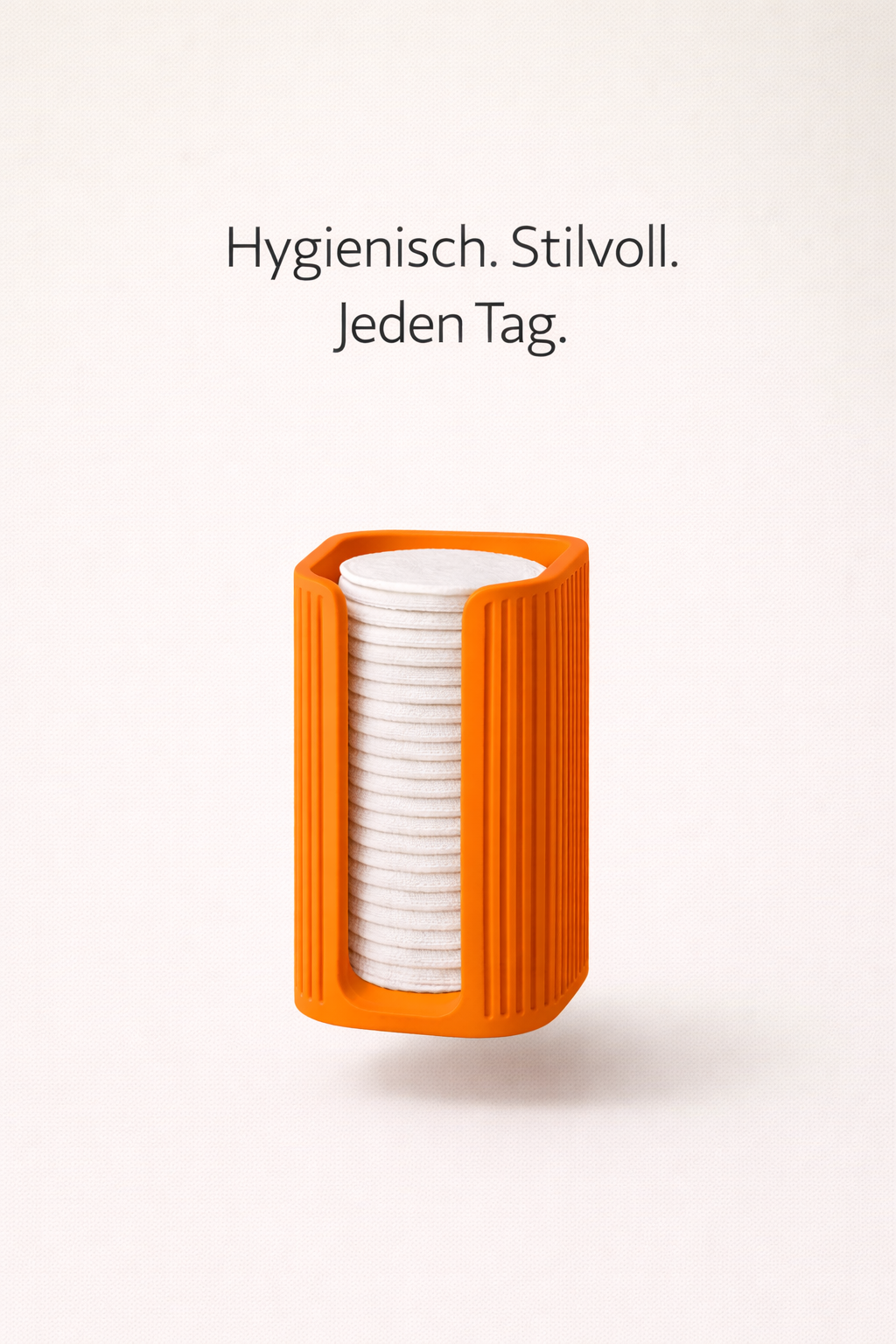 ELARA Premium Wattepads Spender aus Kunststoff – Wiederverwendbarer Wattepad Halter mit geriffeltem Design, Staubschutz & modernem Stil