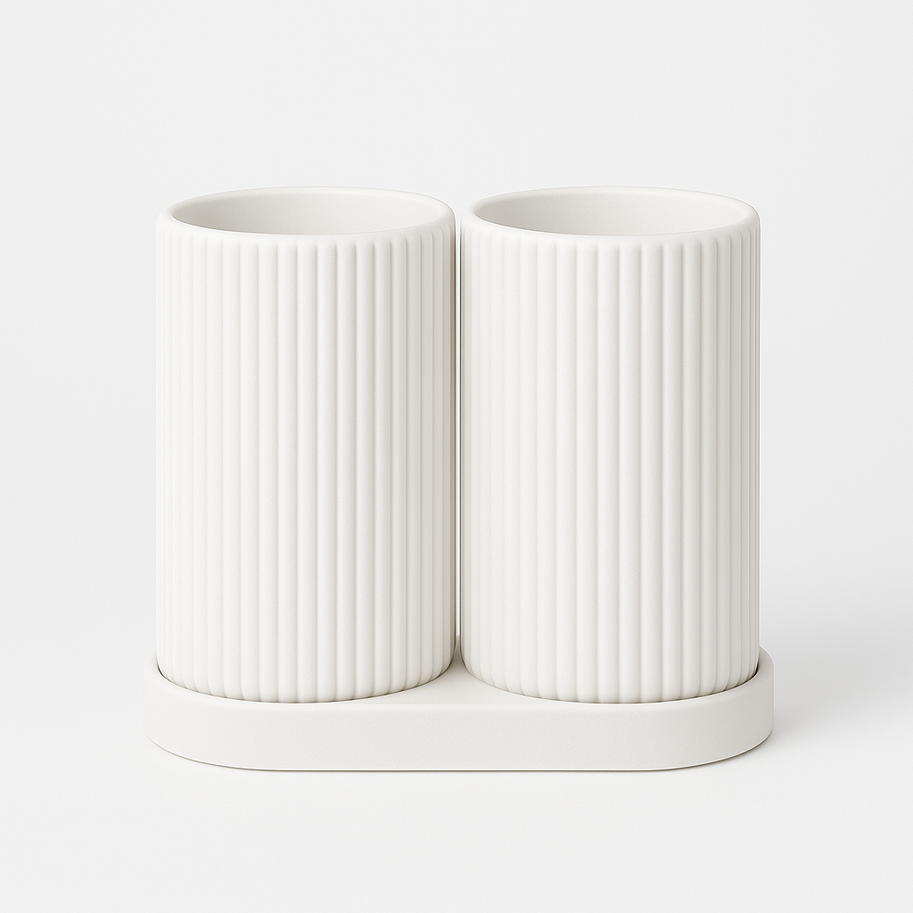 Minimalistischer Doppel-Zahnbürstenhalter – Stilvolles Badaccessoire mit getrennten Fächern, Stabiler Stand