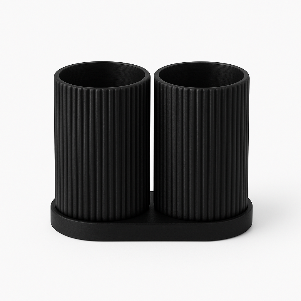 Minimalistischer Doppel-Zahnbürstenhalter – Stilvolles Badaccessoire mit getrennten Fächern, Stabiler Stand