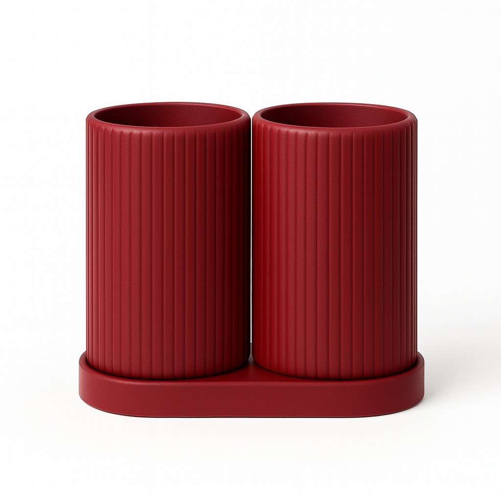 Minimalistischer Doppel-Zahnbürstenhalter – Stilvolles Badaccessoire mit getrennten Fächern, Stabiler Stand