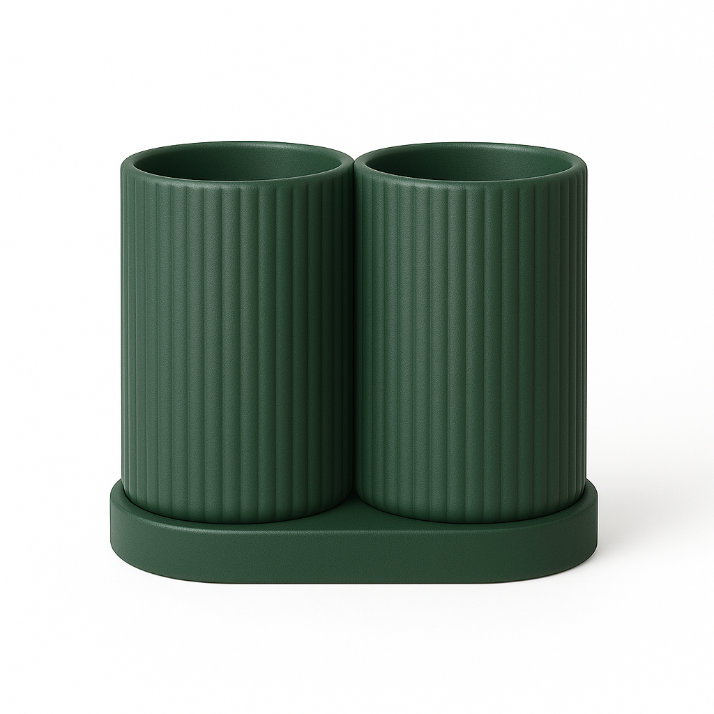 Minimalistischer Doppel-Zahnbürstenhalter – Stilvolles Badaccessoire mit getrennten Fächern, Stabiler Stand