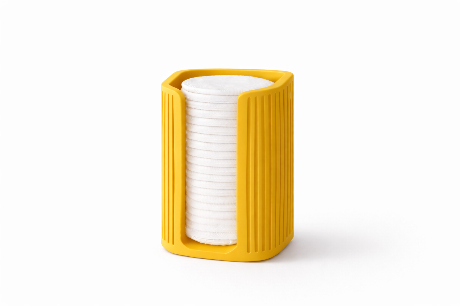 ELARA Premium Wattepads Spender aus Kunststoff – Wiederverwendbarer Wattepad Halter mit geriffeltem Design, Staubschutz & modernem Stil