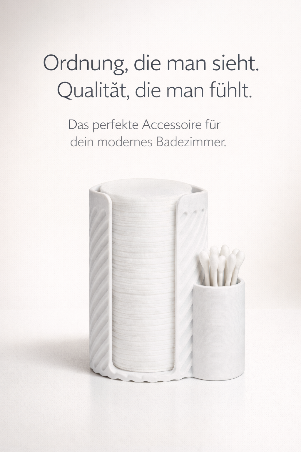 LUMORA Wattepad- & Wattestäbchen-Organizer aus Kunststoff – Stilvolle Aufbewahrungsbox für Badezimmer