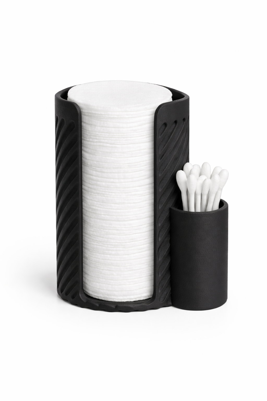 LUMORA Wattepad- & Wattestäbchen-Organizer aus Kunststoff – Stilvolle Aufbewahrungsbox für Badezimmer