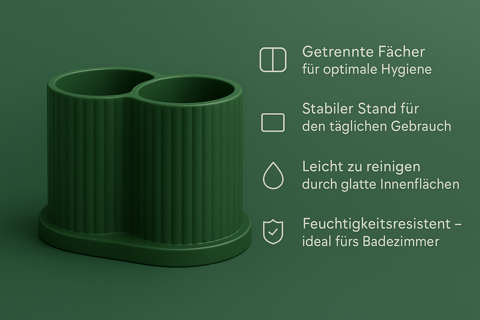 Minimalistischer Doppel-Zahnbürstenhalter – Stilvolles Badaccessoire mit getrennten Fächern, Stabiler Stand