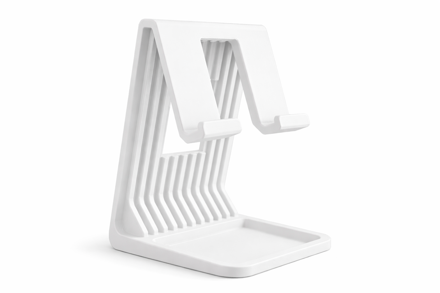 FlexiDock Pro Tablet Ständer mit Ablage – Höhenverstellbarer iPad & Smartphone Halter aus robustem Kunststoff