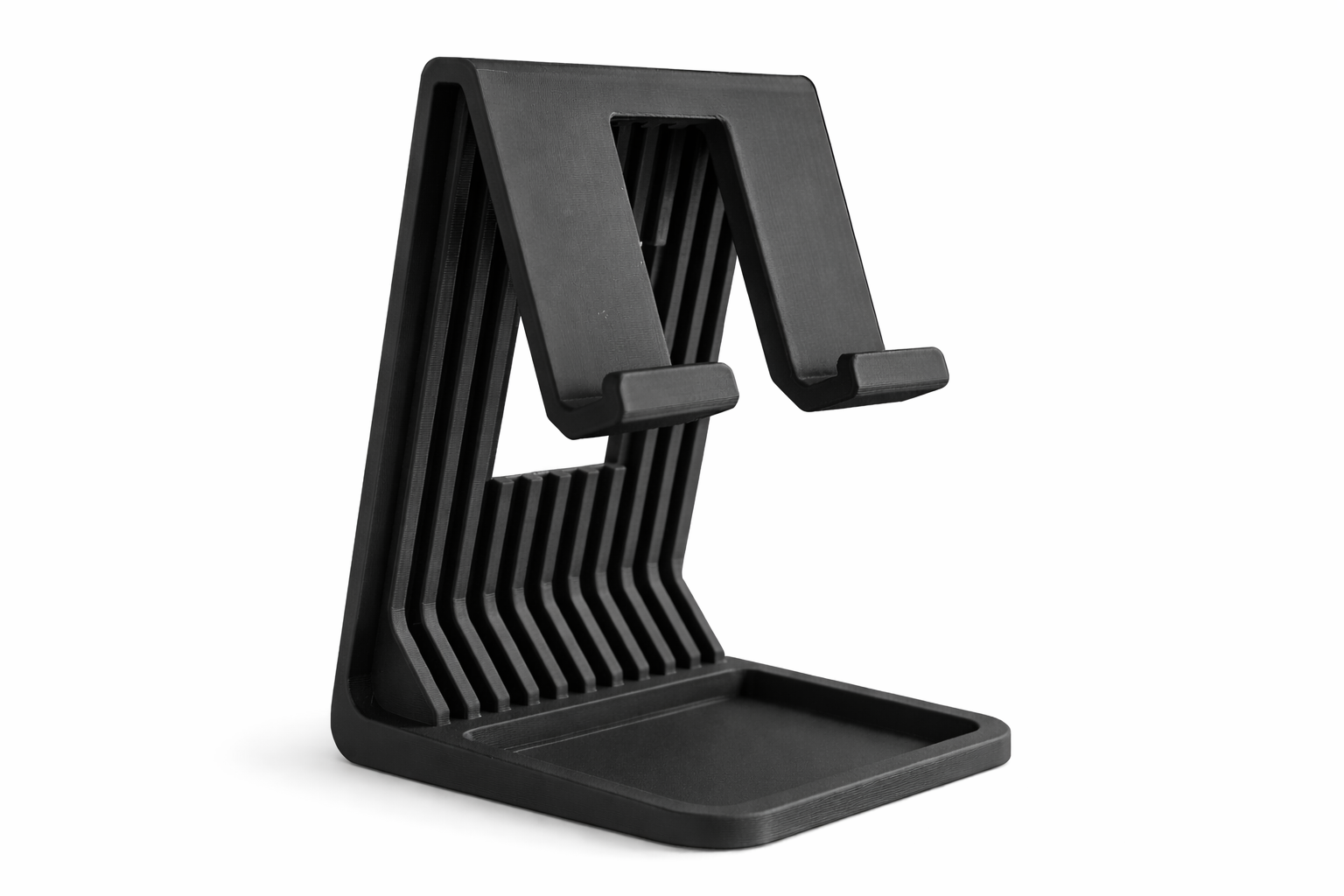 FlexiDock Pro Tablet Ständer mit Ablage – Höhenverstellbarer iPad & Smartphone Halter aus robustem Kunststoff