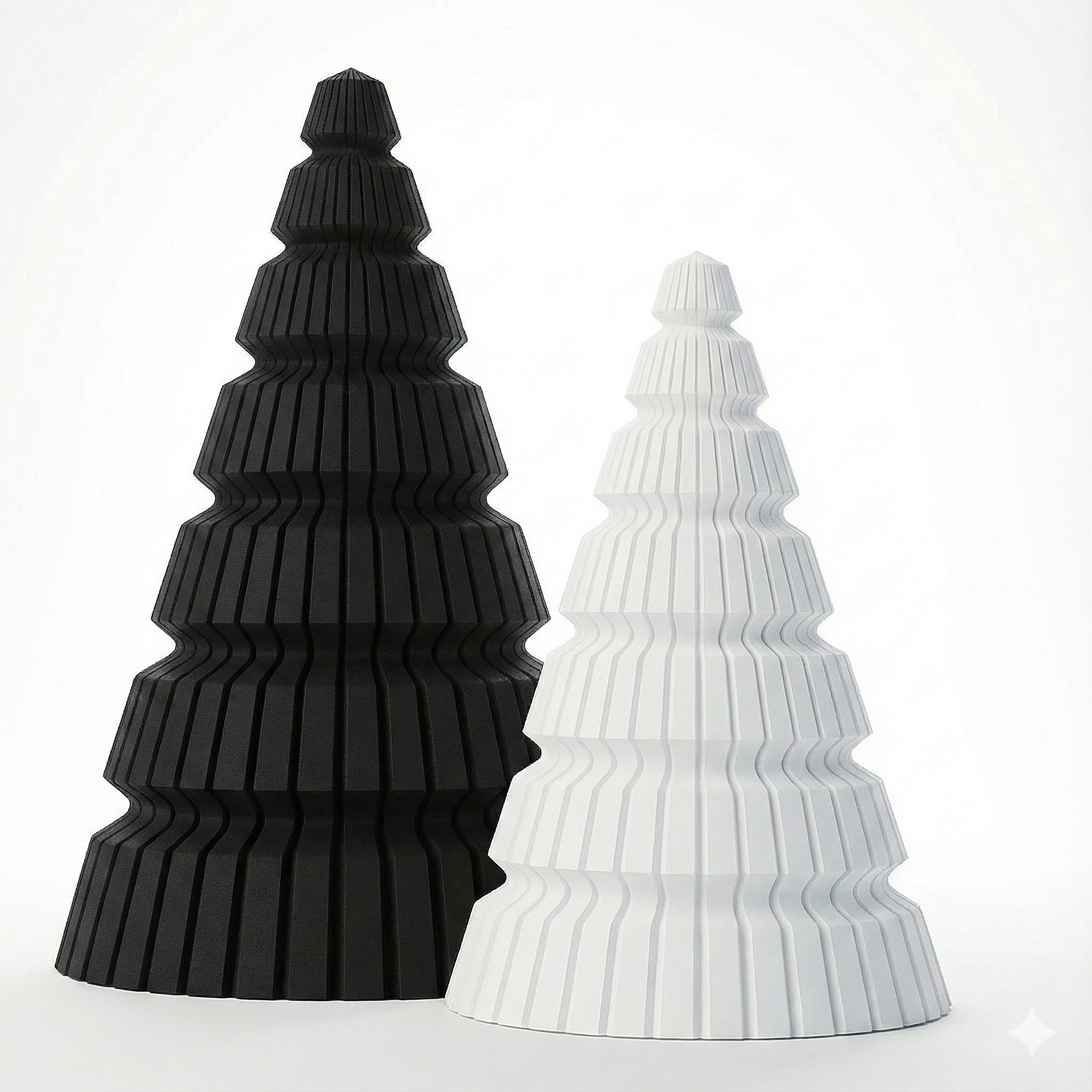 Minimalistische 3D Weihnachtsbäume – Skandi Deko Set (2-teilig)