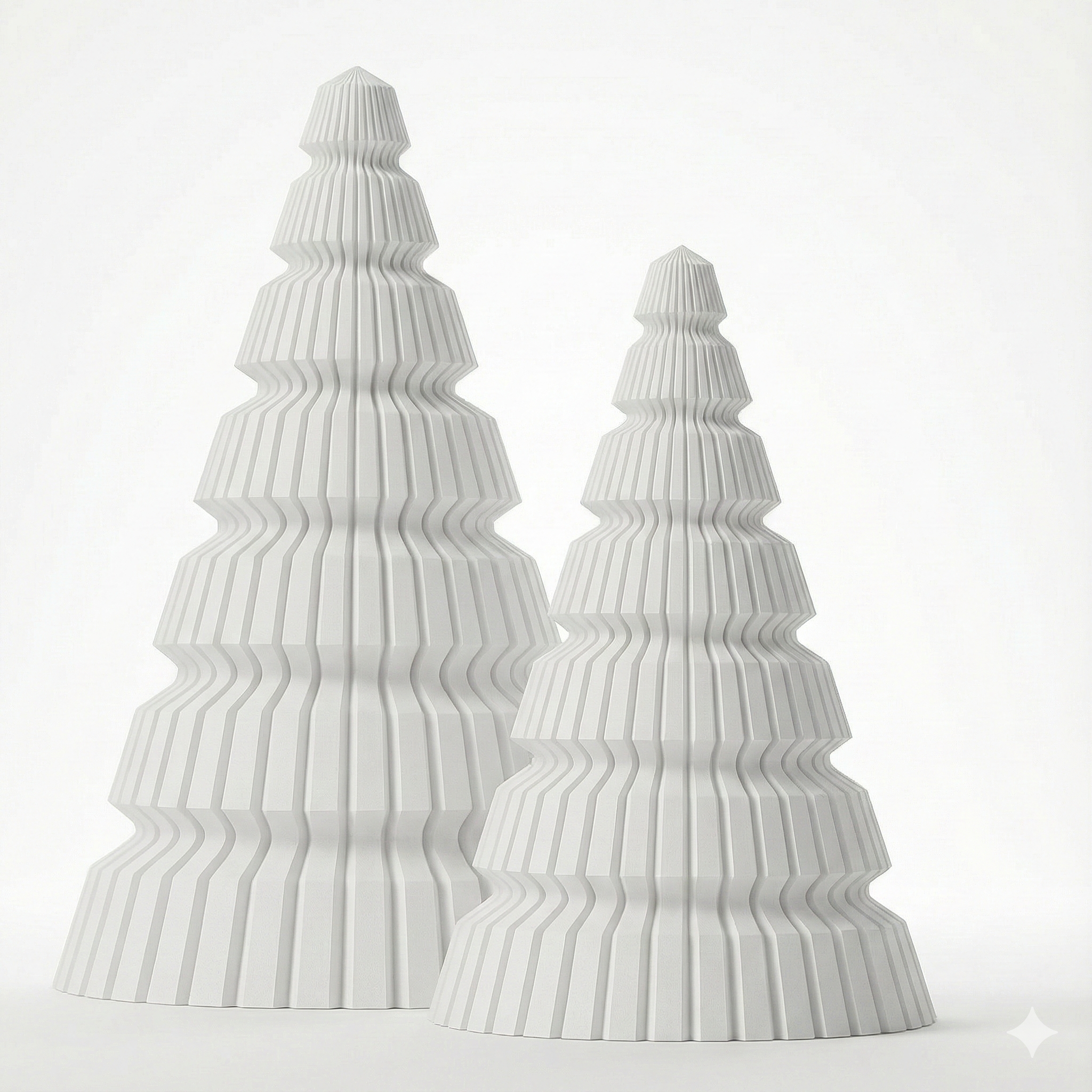 Minimalistische 3D Weihnachtsbäume – Skandi Deko Set (2-teilig)