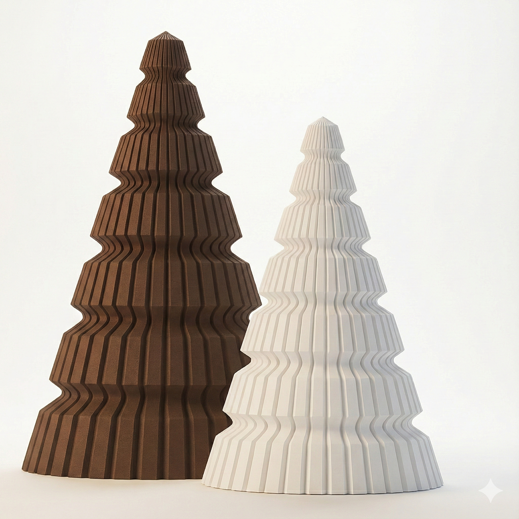 Minimalistische 3D Weihnachtsbäume – Skandi Deko Set (2-teilig)